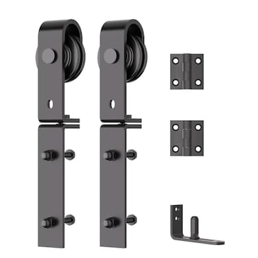 SKYSEN Bifold Barn Door Hardware Roller Set  Fit for 2 Bifold barn Door Space Saving Folding Design CorrosionResistant Black SprayingBifoldRoller