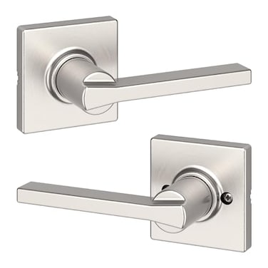 Kwikset Casey Interior Passage Door Handle Lever For Closet and Hallway Doors Reversible NonLocking Handle Lever Satin Nickel with Microban Protection