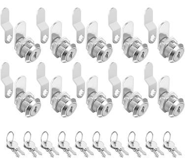 Sartatue Cabinet Cam Locks Keyed Alike 58 Fits on 38 Max Door Thickness Secure File Drawer Mailbox RV Storage Replacement Set Zinc Alloy 58 Inch 10Pcs