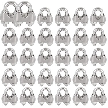 YOUNTHYE 40 PCS 18 Inch Cable Clamps Stainless Steel Wire Cable Clamps M3 Wire Rope Clamps 18 inch Wire Rope Cable Clip Clamp Heavy Duty U Bolt Saddle Clamp