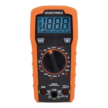 Klein Tools MM325 Multimeter Digital ManualRanging 600V ACDC Voltage Tester Tests Batteries Current Resistance Diodes and ContinuityBlack