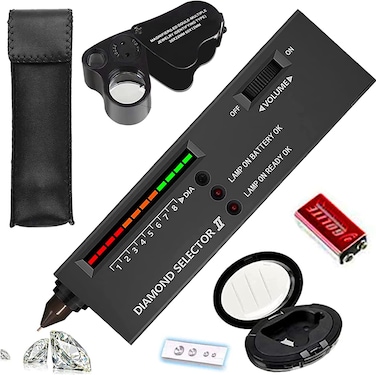 Mollo High Accuracy Diamond Tester30X60X Illuminated Jewelry Eye Loupe Mini Led Foldable MagnifyingJewelry Diamond Detector Gem Distinguish Tool Thermal Conductivity Meter for Novice and Expert