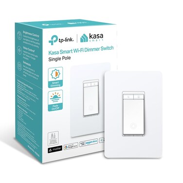 Kasa Smart Matter Dimmer Switch Voice Control wSiri Alexa  Google Assistant  UL Certified  Timer  Schedule  Easy Guided Install  Neutral Wire Required  Single Pole  24GHz WiFi  KS225