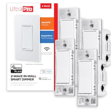UltraPro 700 Series ZWave inWall Smart Rocker Light Dimmer with QuickFit  SimpleWire 3Way Ready Works with Alexa Google Assistant ZWave Hub Required Smart Home Voice Control 4 Pack 59373