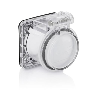 Leviton 16S31UCL 16 Series Panel Receptacle Enclosure with Automatic Closing Lid MaleFemale Thermoplastic Housing and Cover Stainless Steel Torsion Spring Clear