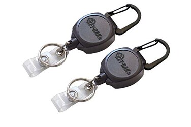 KeyBak Sidekick Professional Heavy Duty Self Retracting ID BadgeKey Reel with Retractable Kevlar Cord 24 Black 2 Pack