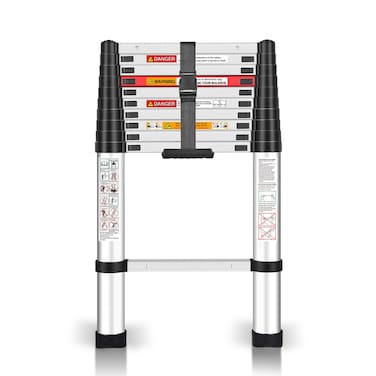 Yvan Telescoping Ladder125 FT One Button Retraction Aluminum Telescopic Extension Extendable LadderSlow Down Design MultiPurpose Ladder for Household Daily or Hobbies250 Lb Capacity