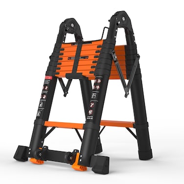 SINMEIRUN 165FT Telescoping Ladder A Frame Portable Extension Folding Ladder MultiPurpose Compact Telescopic Ladder for Household or Outdoor Work 330lbs Max Capacity