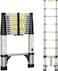 BOWEITI 105FT Telescoping LadderPortable Aluminum Collapsible Ladder w2 Triangle Stabilizers Lightweight RV Compact Ladder Telescopic Extension Ladder for Home Outdoor 330lbs Capacity Silvery