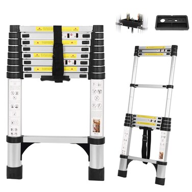 Dajianglx 85FT Telescoping Ladder with Tool Tray Extension Ladder Aluminum Folding Ladder Collapsible Ladder Telescopic Ladders Foldable Extendable Ladder for Home Homeuse RV Attic Roof