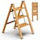 SOLADDER 3 Step Ladder AntiSlip Foldable Step Stool Aluminum Lightweight with Wide Pedal for Home and Kitchen Space Saving  Woodgrain 330 lbs
