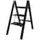 BAOYOUNI 3 Step Ladder Lightweight Folding Aluminum Step Stool Heavy Duty Stepladders Storage Shelf Rack with AntiSlip Wide Pedal for Household Office Plant Pots Displaying  Black