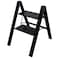 BAOYOUNI 2 Step Ladder Lightweight Folding Aluminum Step Stool Heavy Duty Stepladders Storage Shelf Rack with AntiSlip Wide Platform for Household Office Painting  Black
