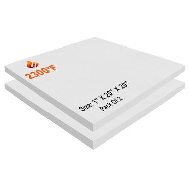 SIMOND STORE Ceramic Fiber Board  2300F Rated  20 x 20 x 1 Thick  Pack of 2  Ceramic Insulation  Fireproof Insulation Board for Stoves Fireplaces Pizza Ovens Furnaces Kilns Forges Boiler
