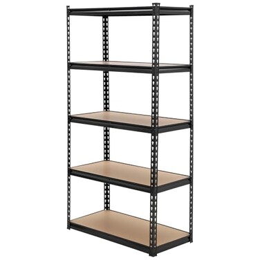 GarveeHome Garage Storage Shelves 5Tier Utility Shelves Adjustable Storage Shelves Industrial Shelving Load 3860 Lbs Heavy Duty Storage Shelves for Garage Kitchen Basement Laundry PantryBlack