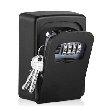 AMMIY Key Lock Box for Outside  Sturdy and Durable Lock Box for House Key5 Key Capacity Lockbox for Keys OutdoorWaterproof Emergency Spare Key Lockbox with Resettable Code for HomeGarageAirbnb