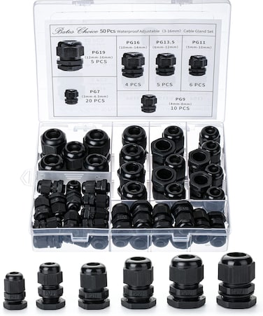 Bates Nylon Cable Gland 50 pcs 316 mm Cable Gland Connectors PG7 PG9 PG11 PG135 PG16 PG19 Waterproof Cable Connectors Black Cord Grip Plastic Cable Connector Cable Glands Waterproof