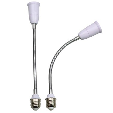 BUBYVV E26E27 Light Socket Extender AdapterE26 to E26 Socket Extender 30CM12 Inch ExtensionBendable Flexible Gooseneck Adjustable Extension Socket Extender Adaptor 2Pack