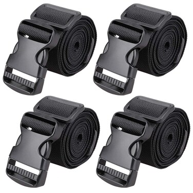 MAGARROW Utility Straps with Buckle Adjustable Pack of 4 Black  65in15in