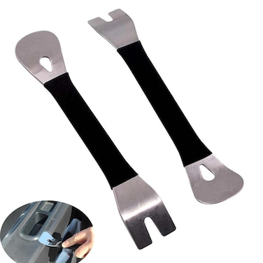 YehVeh 2 Pack Auto Trim Removal Tool Heavy Duty Metal Pry Bar Plate Car Door Panel Clip Fastener Remover Kit for Dashboard Radio Audio Navigation Replace Interior Exterior Disassemble Push Rivet