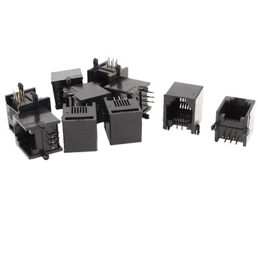 uxcell sourcing map 10pcs Adapter RJ11 6P6C Modular Plug Socket PCB Socket Mount Telephone Connectors Coupler Black