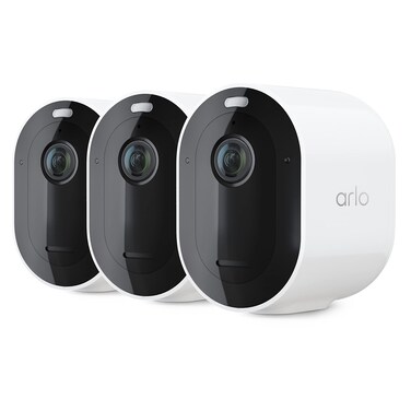 Arlo Pro 4 Spotlight Camera  3 Pack  Wireless Security 2K Video  HDR Color Night Vision 2 Way Audio WireFree Direct to WiFi No Hub Needed White  VMC4350P