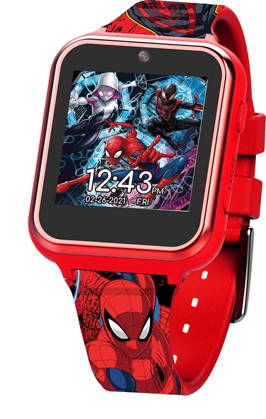 Accutime Kids Marvel SpiderMan Red Educational Touchscreen Smart Watch Toy for Boys Girls Toddlers  Selfie Cam Learning Games Alarm Calculator Pedometer and More Model SPD4667AZ