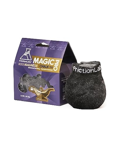FrictionLabs Magic Chalk Ball 22 oz  Premium Chalk for Rock Climbing Weight Lifting Gymnastics Bowling Crossfit  Mess Free Gym Chalk with Refillable Sock  No Fillers or Artificial Drying Agents