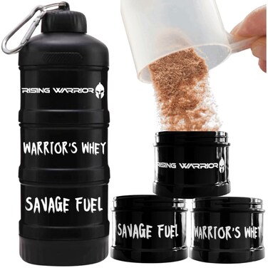 Portable Protein Powder Stackable Container with Top Cap Funnel for Water Bottle  Supplement Organizer and Dispenser  Perfect for PreWorkout BCAAs and Protein Powder  Keychain ToGo