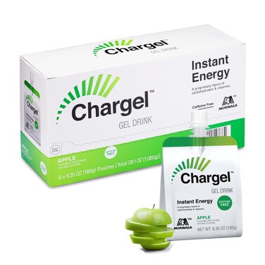 Chargel Apple CaffeineFree Instant Energy Gel for Running Biking Workout Hiking and Endurance  Carbs Vitamins  Gluten Free  Pack of 6 Pouches  635oz Each