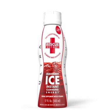 Rescue Detox  ICE  Cranberry Flavor  17oz  Works in 90 Minutes Up to 5 Hours  Concentrated Cleansing Drink with B Vitamins and Naturally Sweetened with Stevia