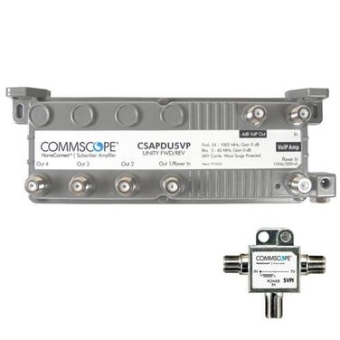 Husqvarna HomeConnect Commscope CSAPDU5VPI Passive VoIP 5 Way Amplifier with Power Inserter