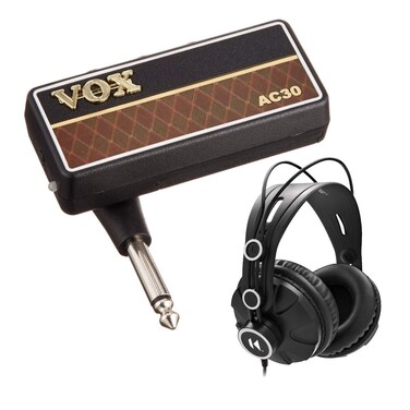 Korg VOX AP2AC amPlug 2 AC30 Guitar Headphone Amplifier with OverEar Headphones Bundle 2 Items