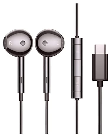 Accessonico Wired inEar Headphones 3Button Remote with Microphone USB C Type C Andoird Black