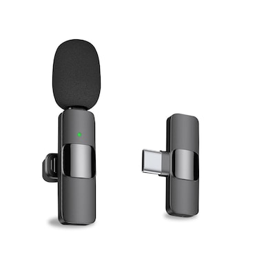 MAYBESTA Professional Wireless Lavalier Lapel Microphone for Android Computer  Cordless Omnidirectional Condenser Recording Mic with USB C Interface for Interview Video Podcast Vlog YouTube Black