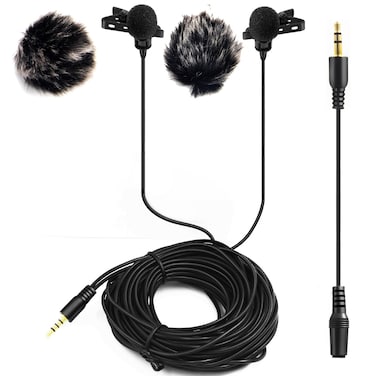 Nicama LVM2 Dual Head Lavalier Lapel Microphone for DSLR Camera Canon Nikon Camcorders Audio Recorder Smartphone Tablet PC