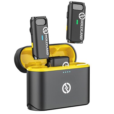 Hollyland Lark M1 Wireless Lavalier Microphone System with Charging Case Dualchannel 650ft Range 20H Battery Life for iPhone Camera Laptop YouTube Facebook Live Stream Record Interview Vlogs Black