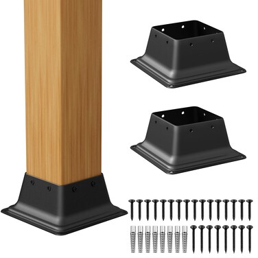 SPACEEUP Post Base 335512x26 Black Square Brackets 3 Pcs Heavy Duty Stainless Steel Post Base Cover Wood Post Anchor Deck Base Plate for Pavilion Deck Railing Support Trim Anchor