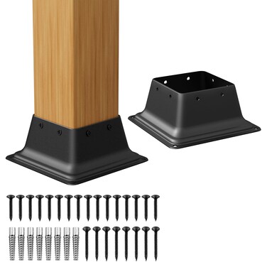 SPACEEUP Post Base 335512x26 Black Square Brackets 2 Pcs Heavy Duty Stainless Steel Post Base Cover Wood Post Anchor Deck Base Plate for Pavilion Deck Railing Support Trim Anchor