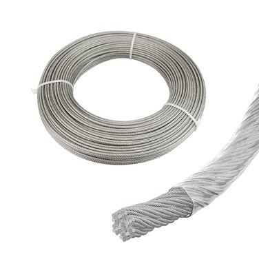 Muzata 165ft Crystal Vinyl Coated Wire Rope 18 Thru 316 for 18 Cable Railing System Stainless Steel Aircraft Cable 7x7 Strand Indoor Outdoor Decking Stair Balustrade DIY WR07 WP1