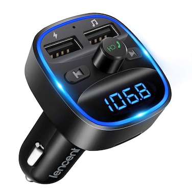 LENCENT Bluetooth FM Transmitter Wireless Radio Adapter Car Kit with Dual USB Charging Car Charger MP3 Player Support TF Card  USB Disk