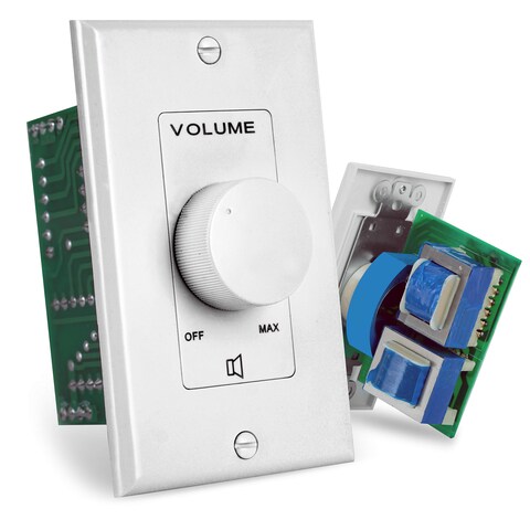 Wall Mount Volume Control Knob  Flush InWall Plate Rotary Style Adjustment 2020Khz Freq Response Companion For HiFi FourPair Speaker Selector WAudio  Video Compatibility White  Pyle Pvc1