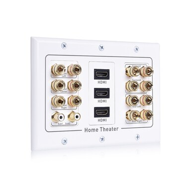 Cable Matters Triple Gang 72 Speaker Wall Plate with HDMI Home Theater Wall PlateBanana Plug Wall Plate in White