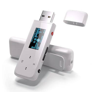 PECSU USB MP3 Player with Clip and Bluetooth 32GB Portable Mini Music Player with FM Radio EBook for Kids Sports Running with OneKey Recording White