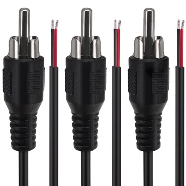 Yeebline RCA to Bare Wire Speaker Cable 3Pack 3FT RCA Male Plug Jack Adapter Connector to Bare Wire Open End Audio Cord for Amplifier Receiver Speakers