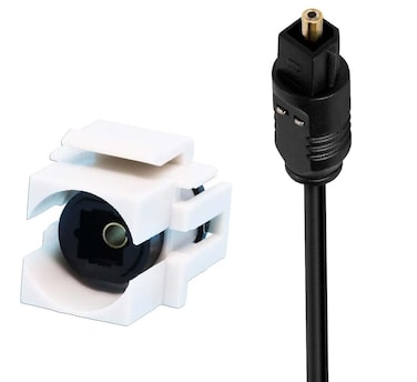 DIYTECH Toslink Keystone Jack Female to Female SPDIF Coupler Includes Optical Audio Cable White 1Pack