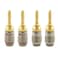 Nakamichi FanLock Excel Series 24k Gold Plated Banana Plug 10AWG to 18AWG Gauge Size Amplifier For 4mm Speakers HiFi Stereo Home Theater Audio Wire Cable Quick Connector 4 Pcs 2 Pairs