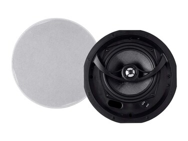 Monoprice Alpha 2Way Ceiling Speakers  65 Inch Pair Carbon Fiber Paintable Magnetic Grille Louder with Less PowerBLACKWHITE