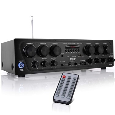 Pyle Wireless Bluetooth Home Audio Amplifier SystemUpgraded 6 Channel 750 Watt Sound Power Stereo Receiver wUSB Micro SD Headphone2 Microphone Input wEcho Talkover for PA  PTA62BT5