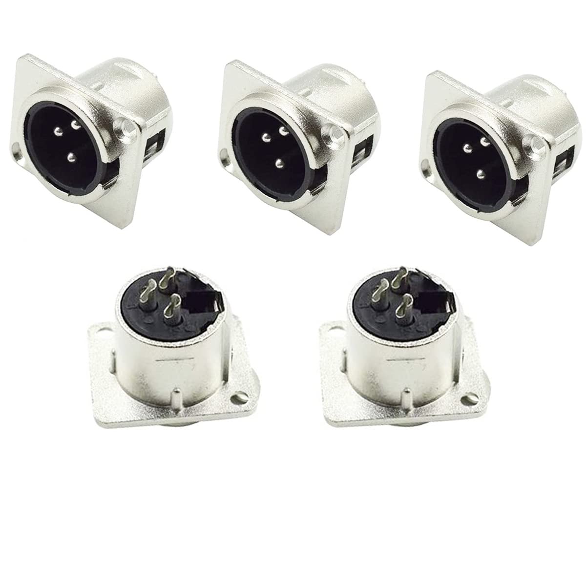 Priaolker Priaolker 3 Pin Xlr Male Socket Metal Panel Mount Chassis Microphone Audio Jack D Type Con